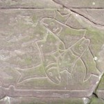 Triskel de poissons. Détail de la pierre tombale de William Wellsted